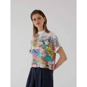 Silk Graphic Top