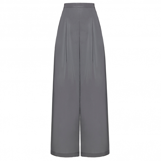 Silver Reflective Wide-Leg Pants