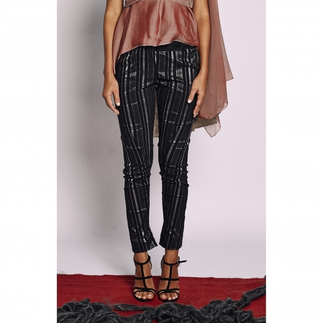 Silver Striped Black Trousers