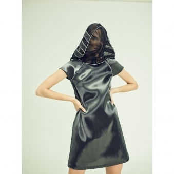 SS20 Made To Order Liquid Mercury Hooded Dress