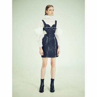 SS20 Made To Order Raw Edged Reversible Neoprene Cut-Out Dress