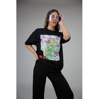 Static colour print oversized t-shirt