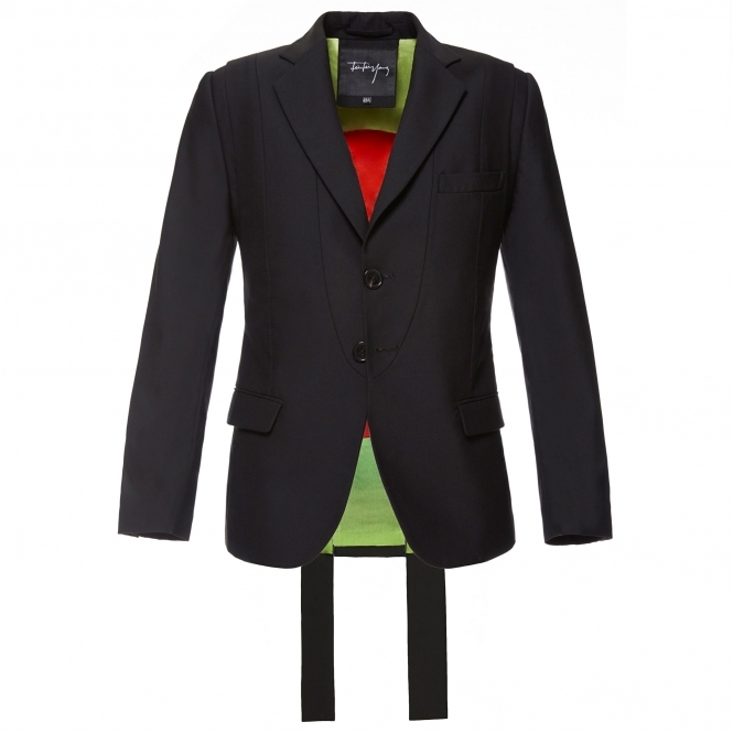 Structured Black Wool Blazer Jacket