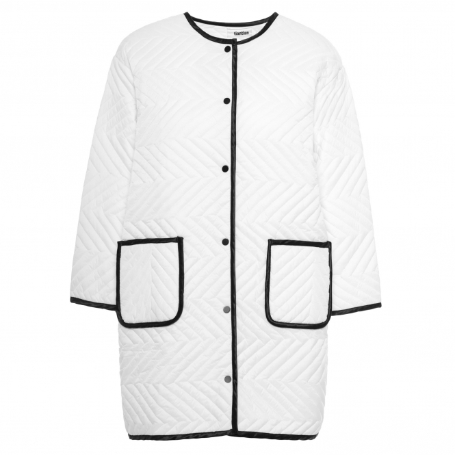 White Chevron Quilted Coat