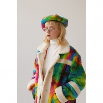 Tie-dye Borg Fur Coat