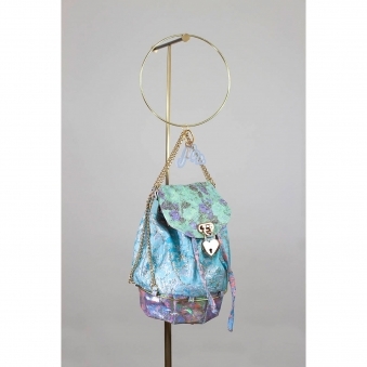 Turquoise Jacquard Heart Lock Bag