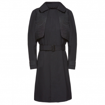 Black Trench Coat with Flash Reactive Line Motif