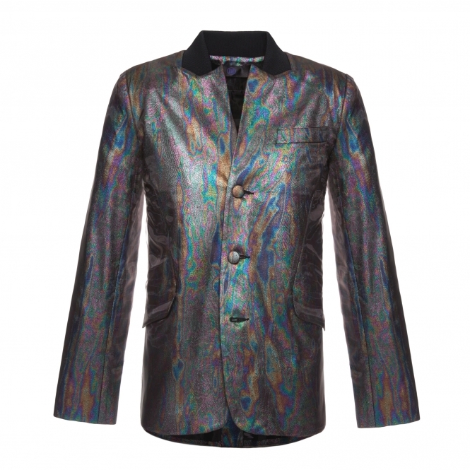 Rainbow Oil Effect Button-Up Jacket