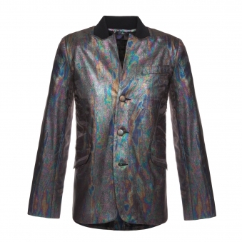 Rainbow Oil Effect Button-Up Jacket