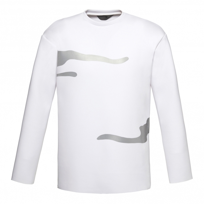 White Long Sleeve Shirt with Flash Reactive Trim