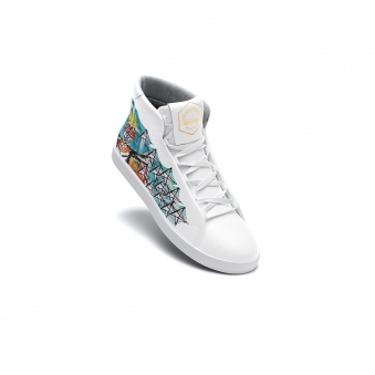 White Printed Graffiti High Top