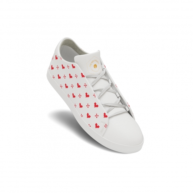 White Printed Hearts Ultra Low Top