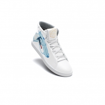 White Printed Pistol High Top