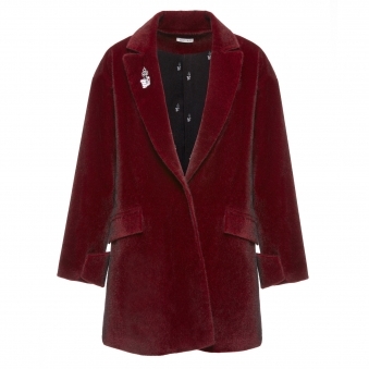 Wine Red Faux Fur Coat